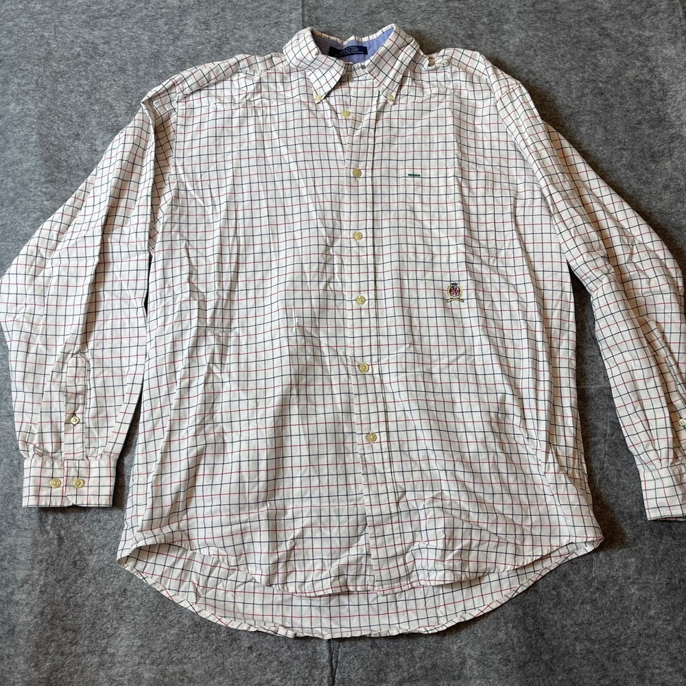 VTG Tommy Hilfiger Shirt Mens M Plaid Button Down Long Sleeve Classic Fit Casual